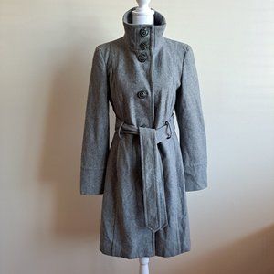 Nine West Gray Belted Wool Blend Coat Size 6